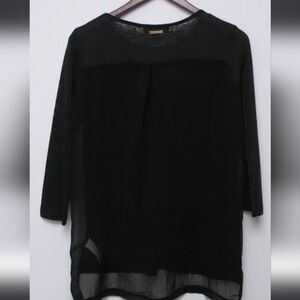 Michael Kors Elegant Black Women's Blouse With Sheer. Sz L